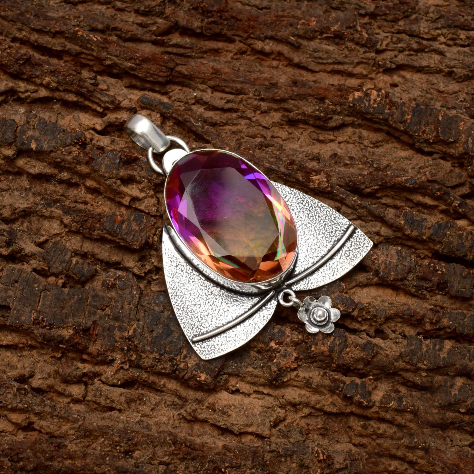 Bi Color Tourmaline Gemstone 925 Sterling Silver Jewelry Pendant 1-2″