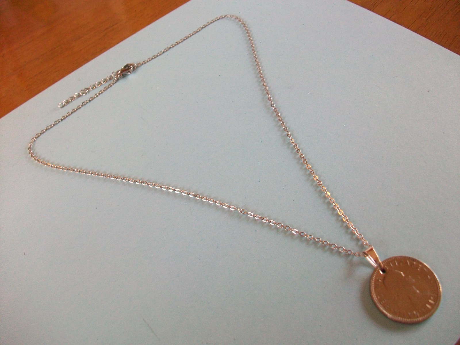 SHILLING COIN – ENGLISH – SILVER FINE LINK CHAIN PENDANT NECKLACE – 1953 to 1965