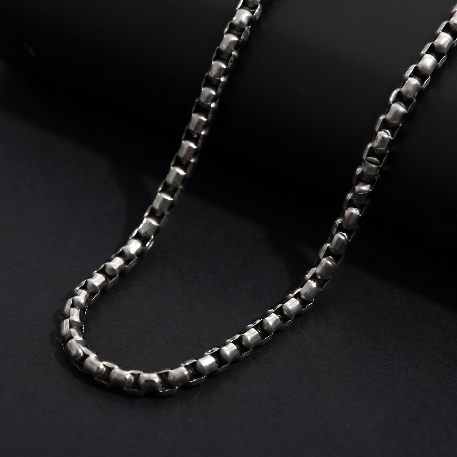 Square Rolo Chain Men’s Chain Fashion Necklace Sliver Fashion Chain Comfort Fit
