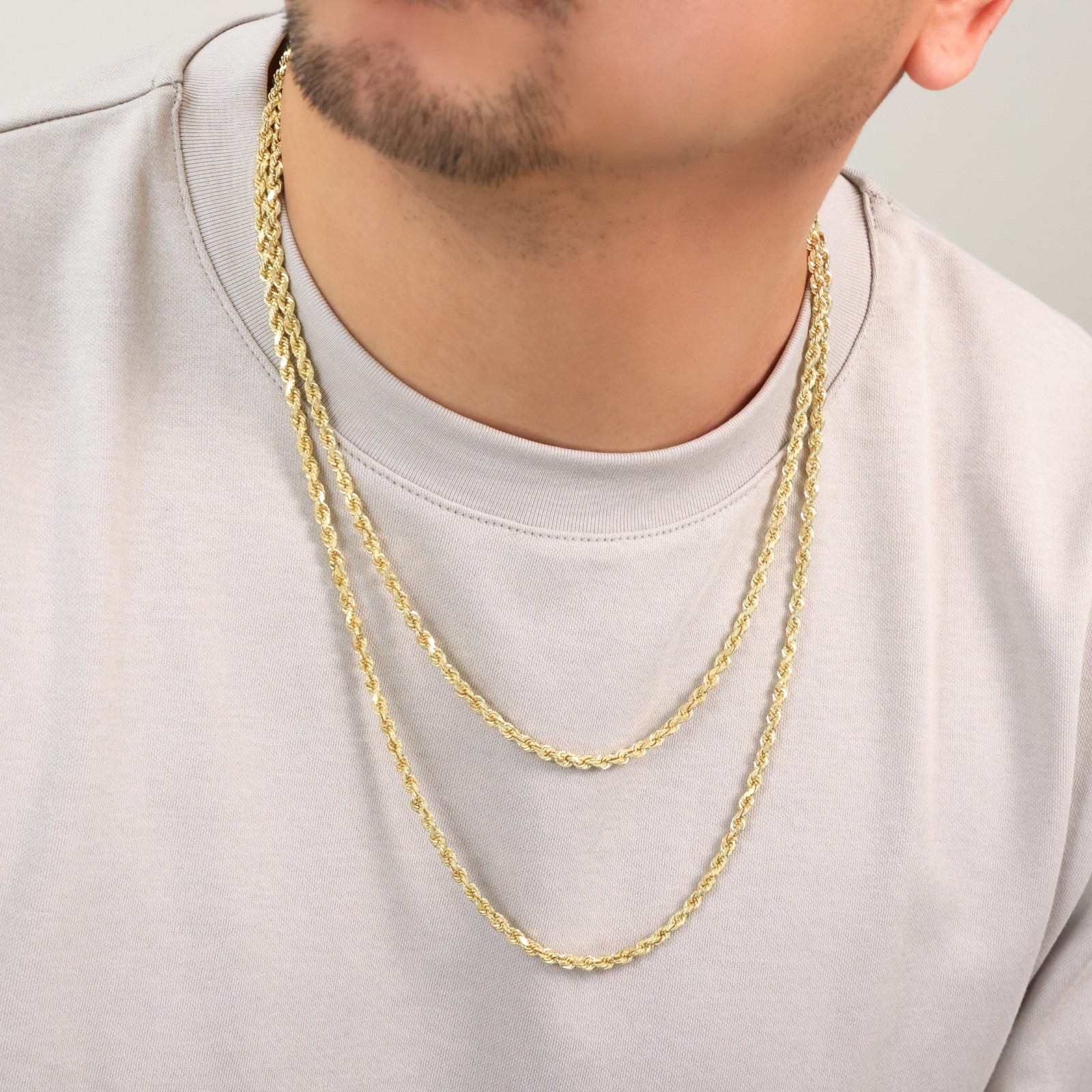 18k Yellow Gold 4mm Diamond Cut Rope Chain Italian Necklace Mens Womens 16″-28″