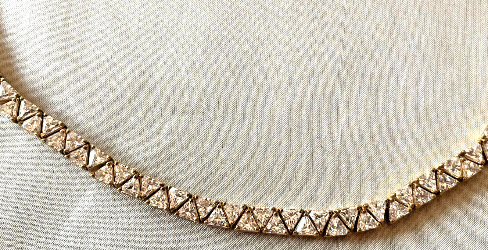 Suzanne Somers Sterling Silver Gold Vermeil Trillion Cut Necklace. 17.5″ Long