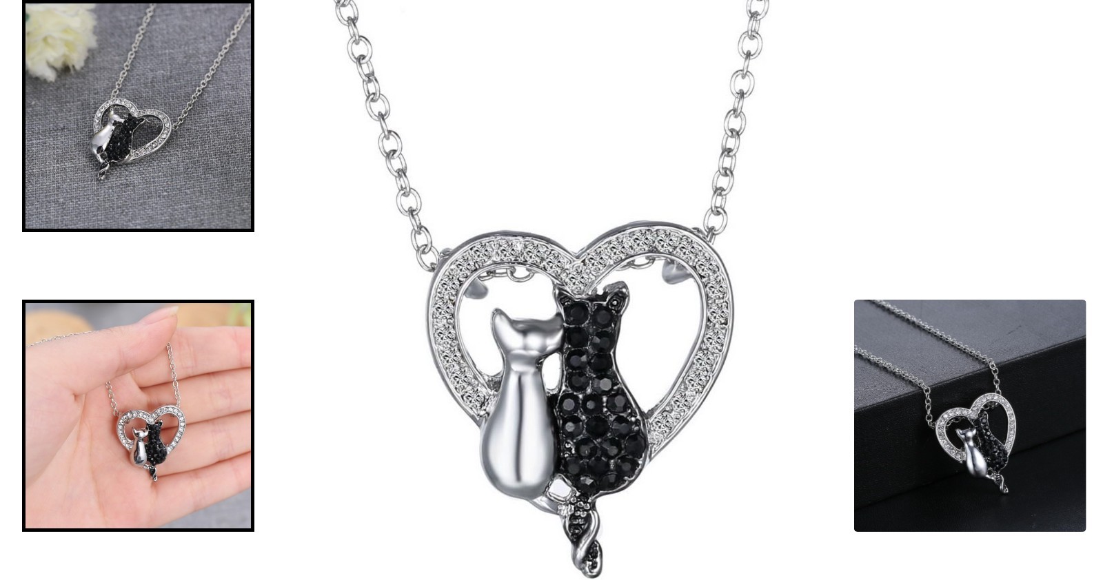 Flawless Cat Shape Heart Necklace with Cubic Zirconia – Perfect Gift for Kids