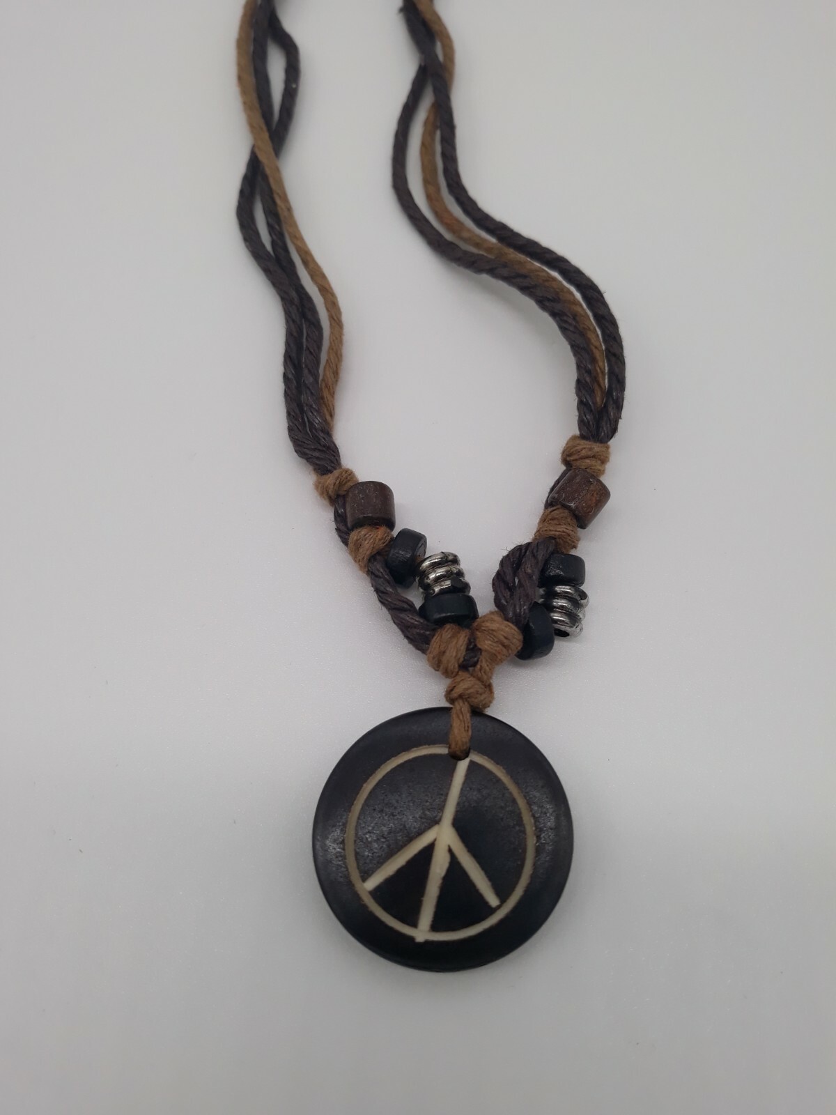 Peace Necklace – Fashion Jewelry – Cord Necklace with Stone Pendant – beading