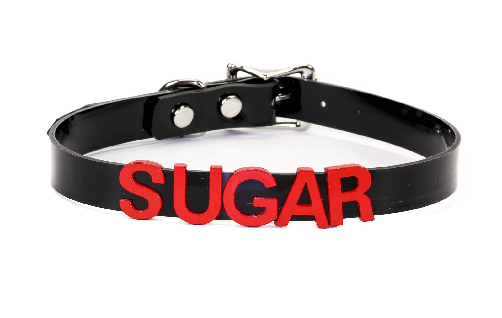 Black Vinyl Slave Name PVC Red Bdsm-Choker-Slut-Collar-Choker-Adult-Kinky
