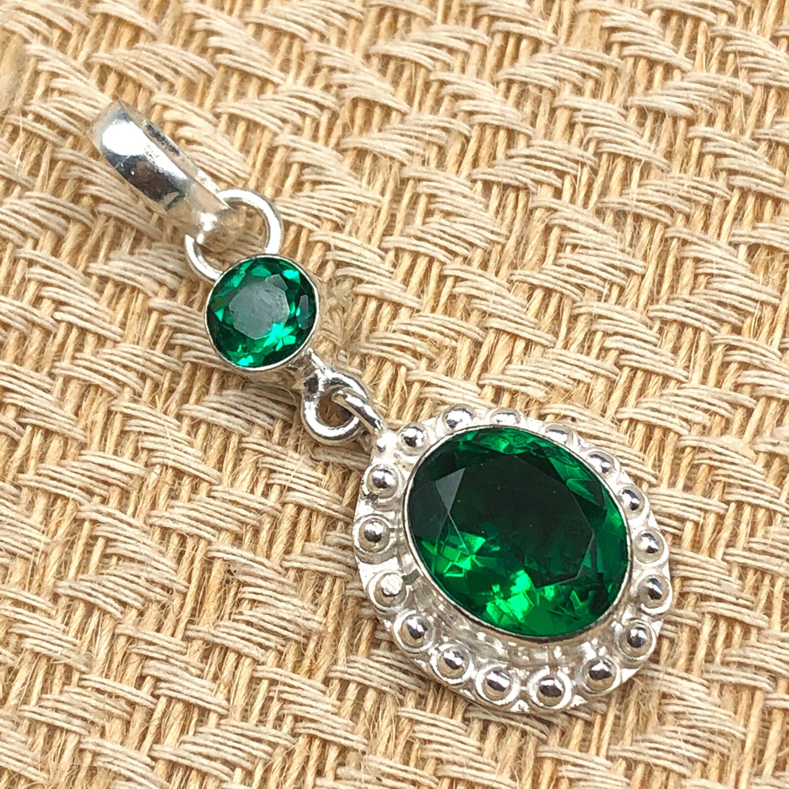 Chrome Diopside Gemstone Pendant 925 Silver Handmade Elegant Jewelry 1.7″For Her