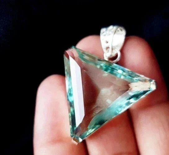 50 Carat Plus Flawless Blue Aquamarine Pendant Solid 925 Silver Plated Jewelry