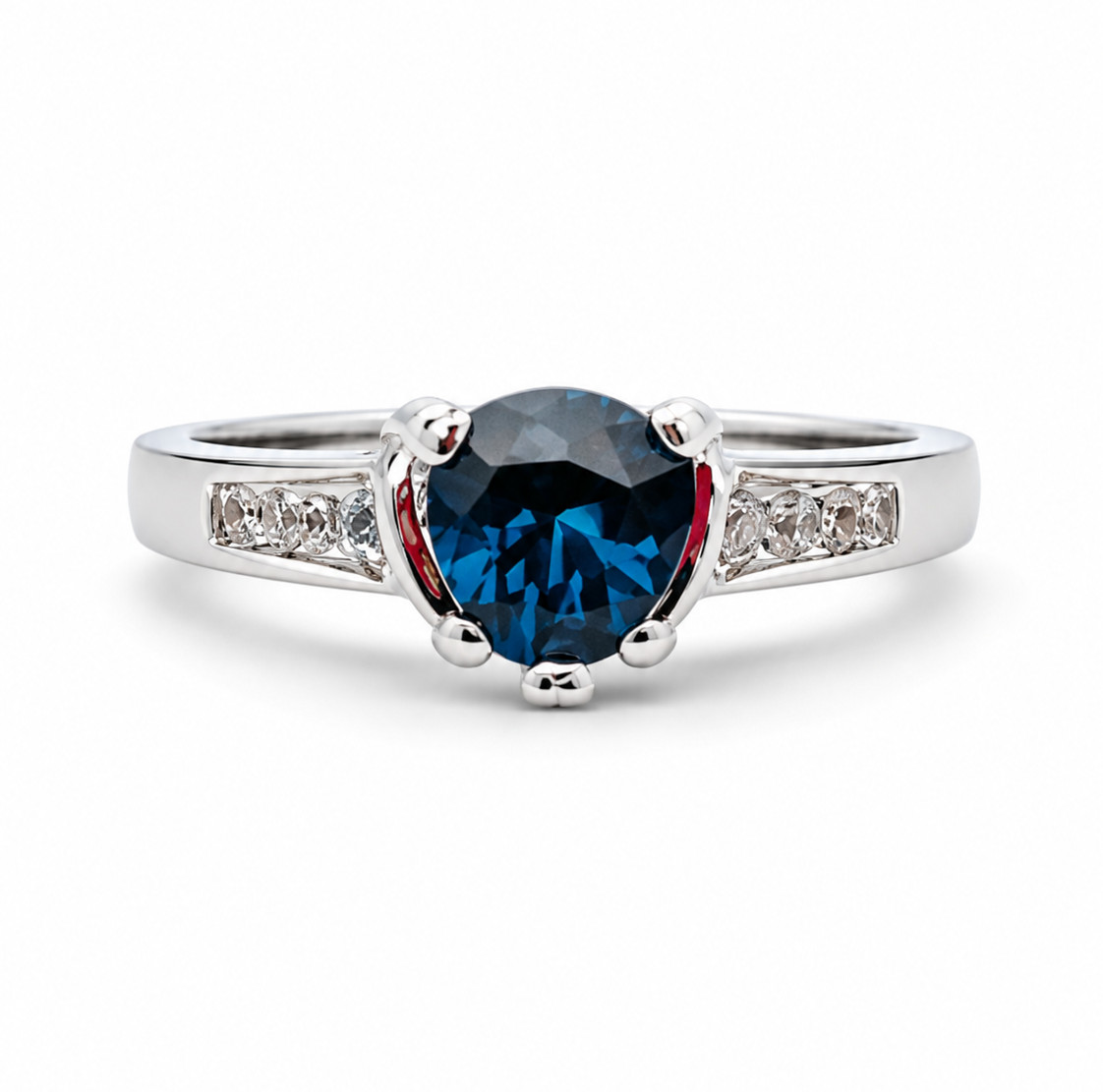 S925 Sterling Silver Blue Heart Design Wedding Engagement Ring R1162Sz9 simulate