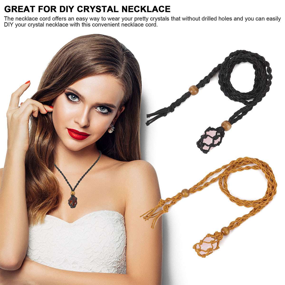 Crystal Holder Cage Necklace Set Stone Holder Necklace for Crystals Cord Net