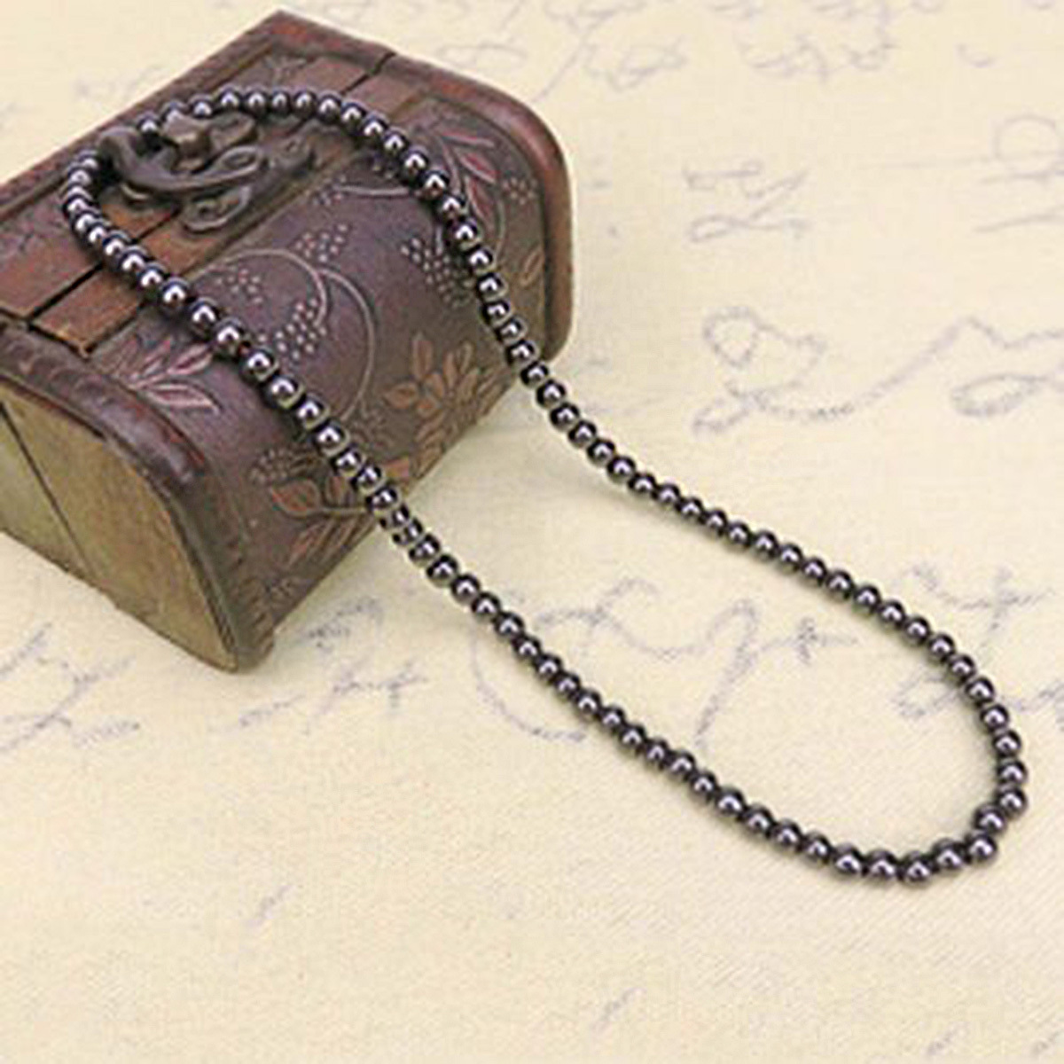 Fashion Black Magnetic Hematite Beads Health Care Necklace Women Men Jewelry