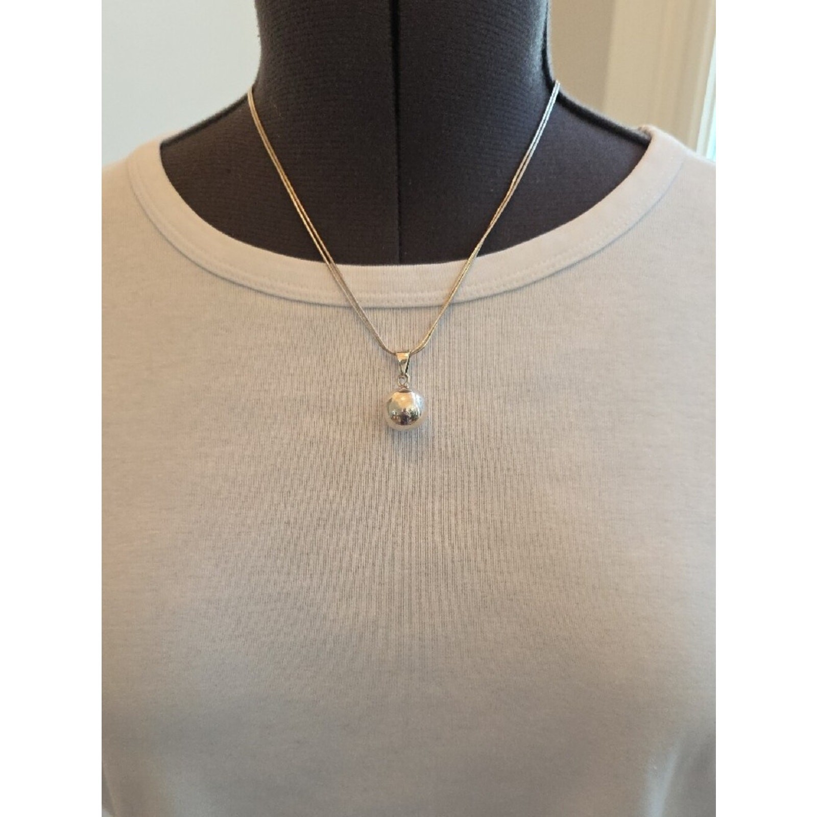 Sterling Silver Modern Minimalist Harmony Bell Necklace