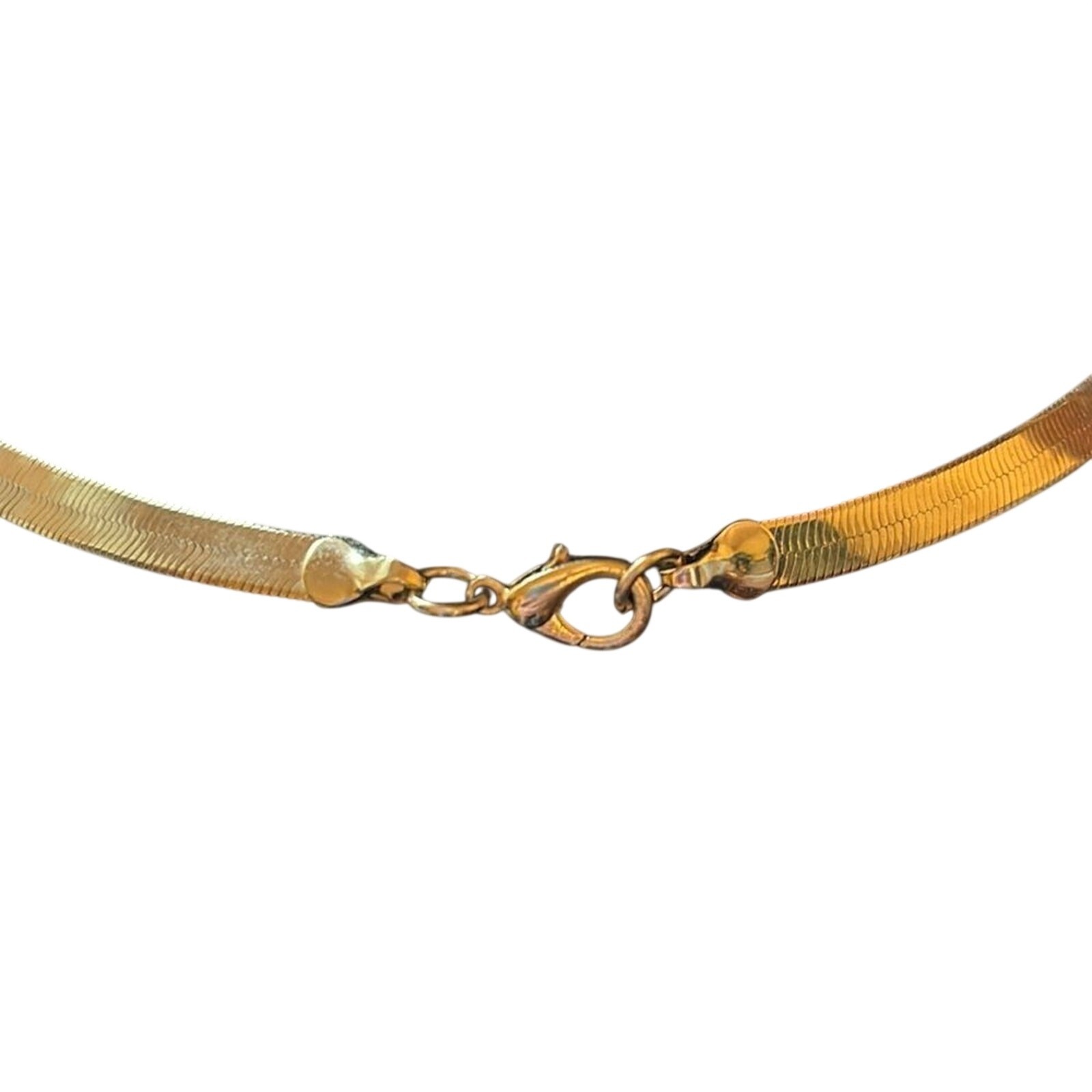 Vintage Gold Tone Herringbone Statement Necklace Sculptural Centerpiece 18”