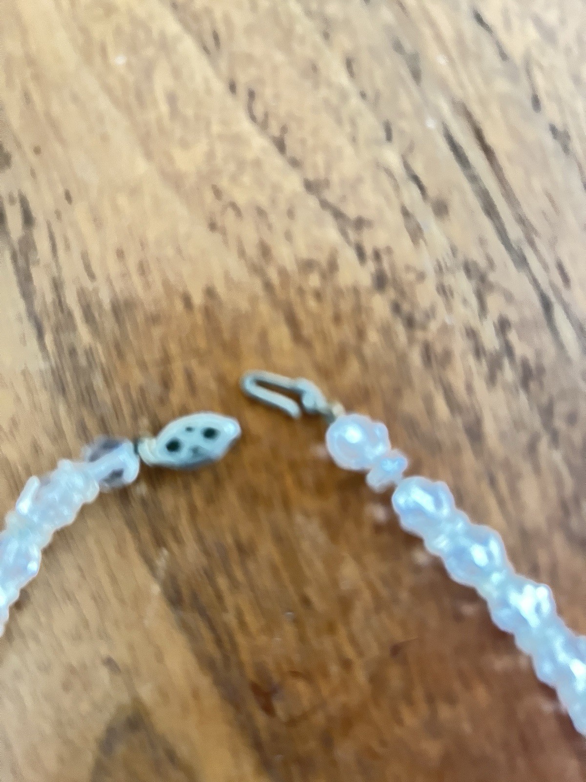 Clear Crystal Beaded Necklace, Round White/Colorless Crystal Beads, Hook Clasp