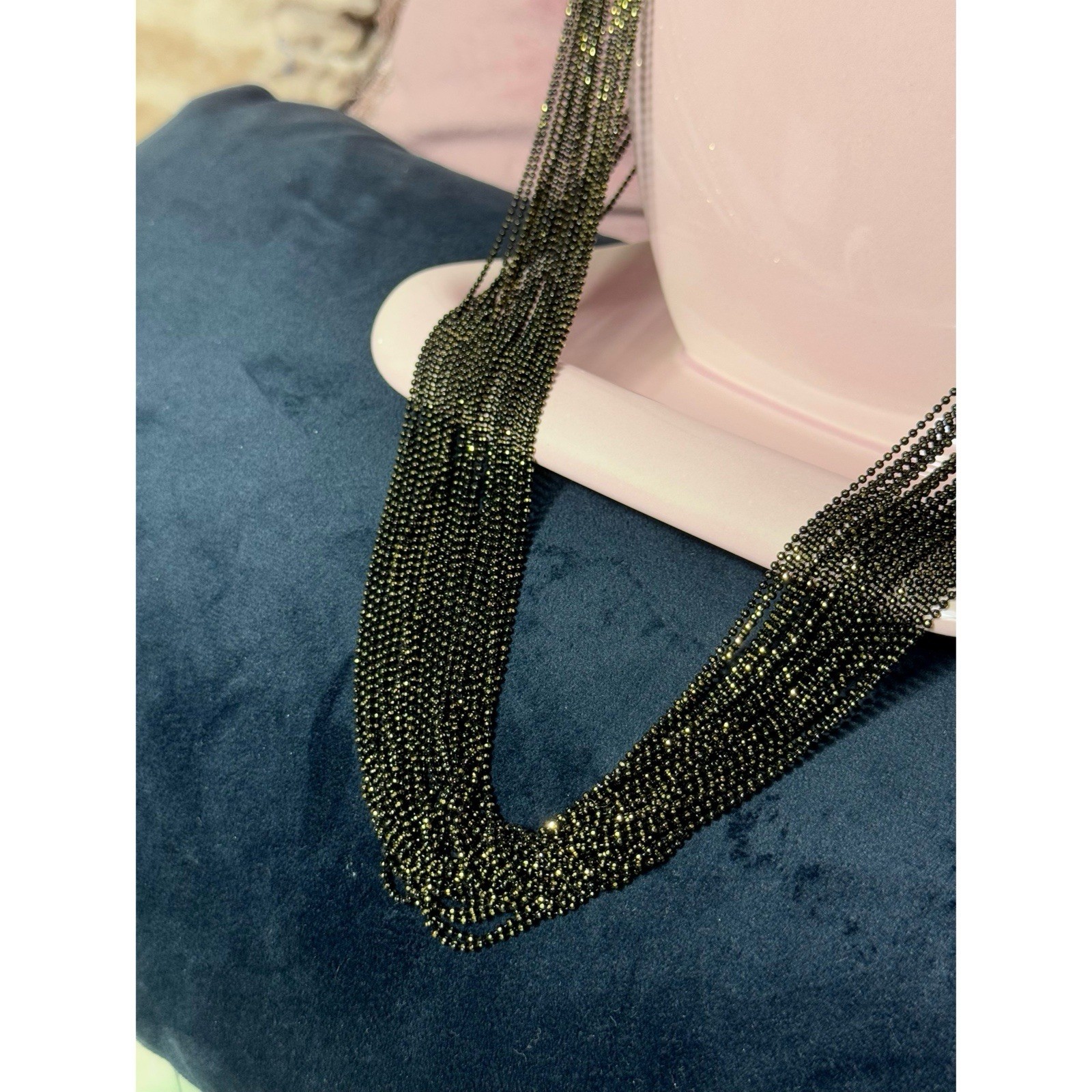 2 Black Brown Multi Layer Statement Chain Necklace Lace Bib Chocker Set Bundle