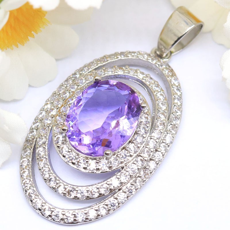 Buy 3 Get 1 Free Created Color Changing Alexandrite Topaz Silver Plated Penant