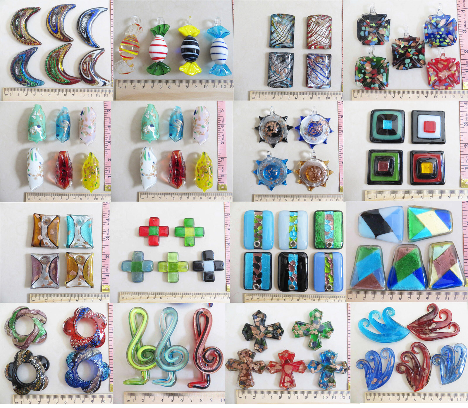 10Pcs Square Signs Shining Handmade Lampwork Glass Pendant For Necklaces Making