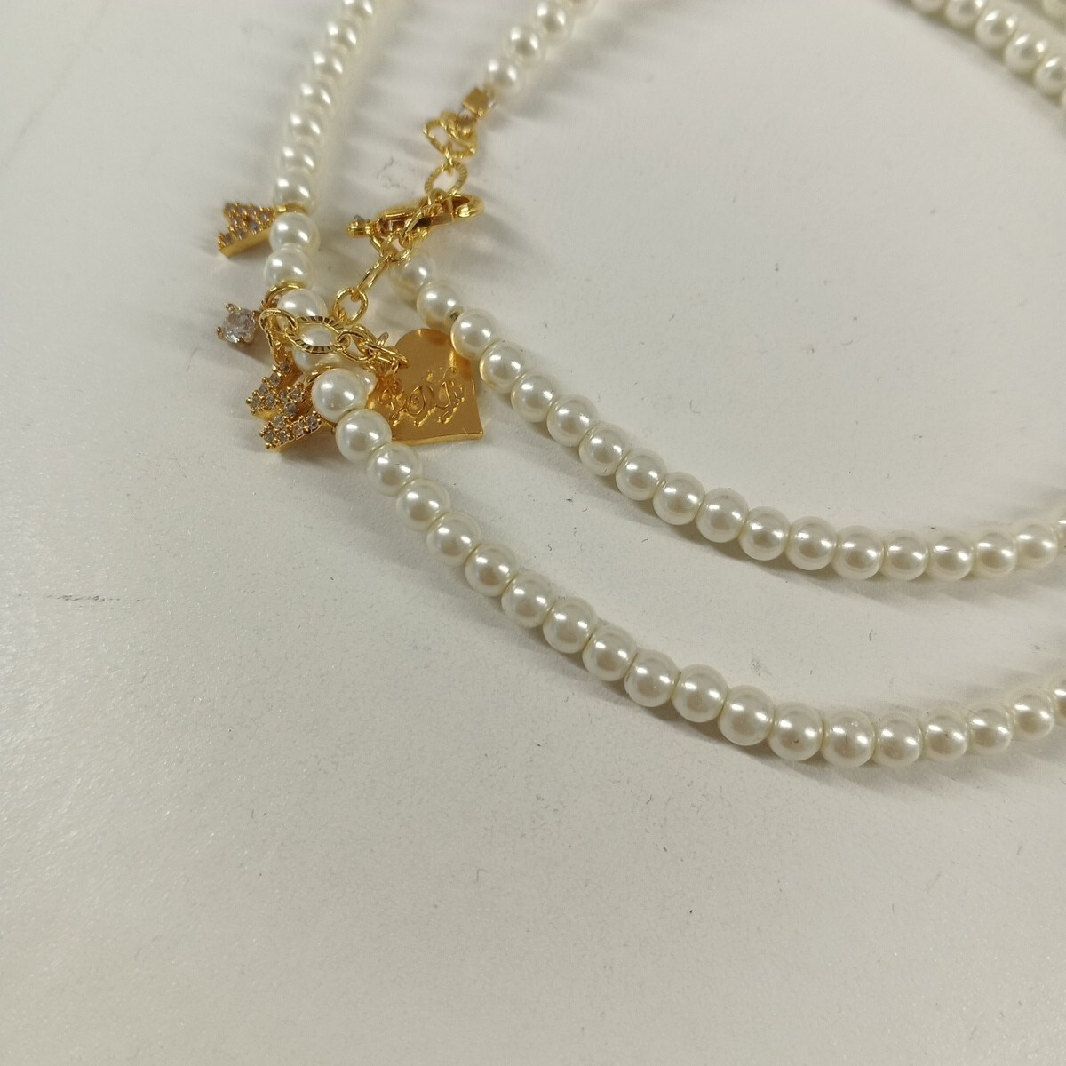 Y2k Women’s Necklace “AW” initials Crystal Charm One Size Faux Pear