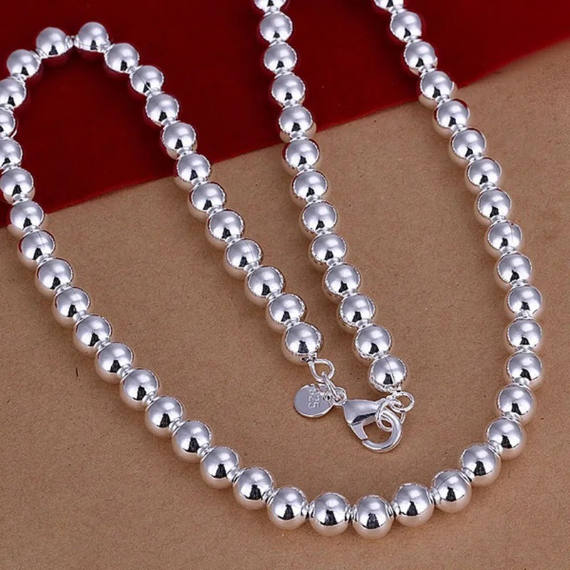 925 Sterling Silver Ball Chain Necklace Bead Necklace Men Women Jewelry Gift