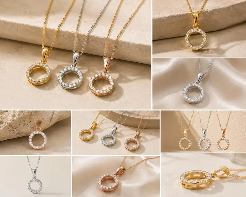 1Ct Women Round Cut Pendant Necklace Simulated Diamond In 14k Yellow Gold Plated