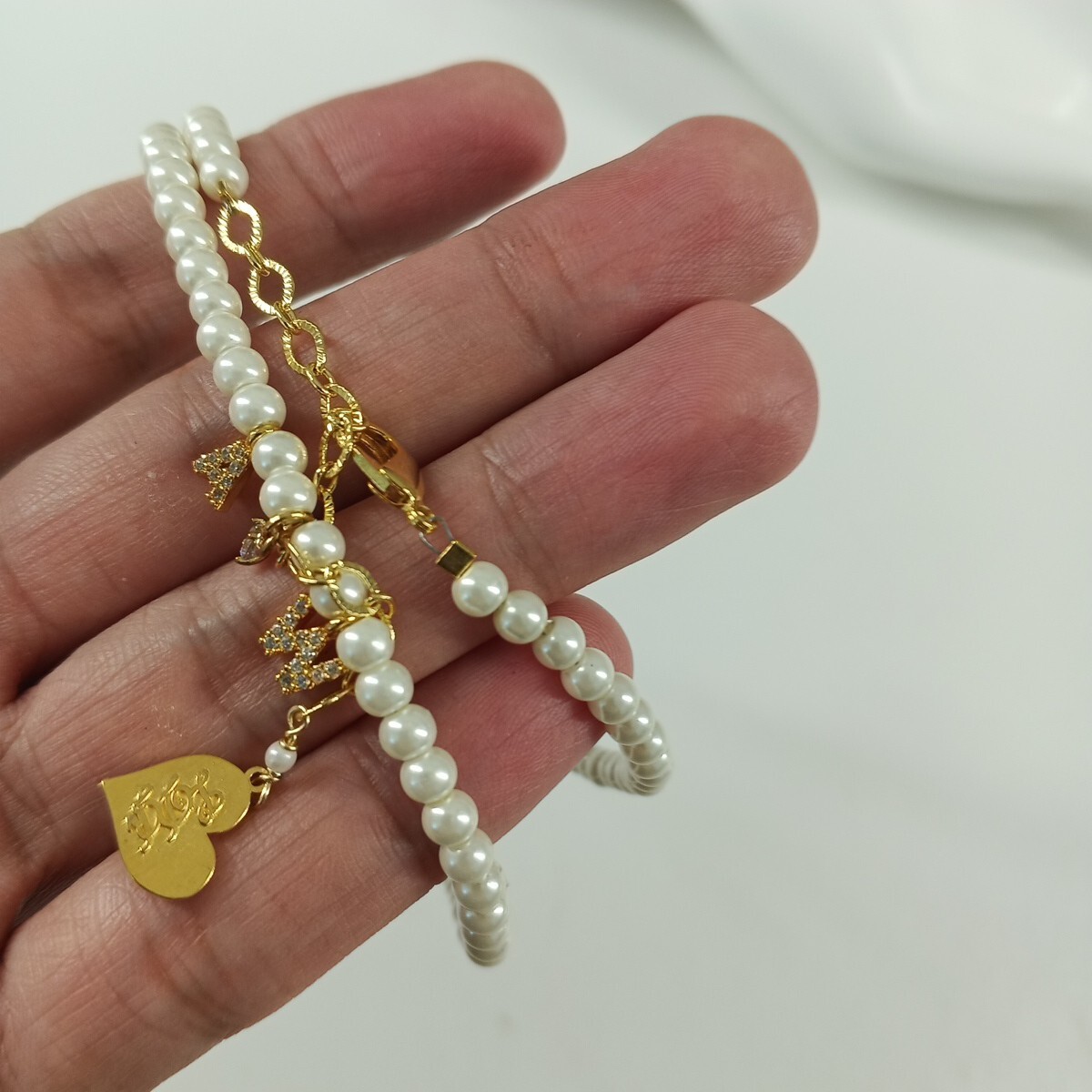 Y2k Women’s Necklace “AW” initials Crystal Charm One Size Faux Pear
