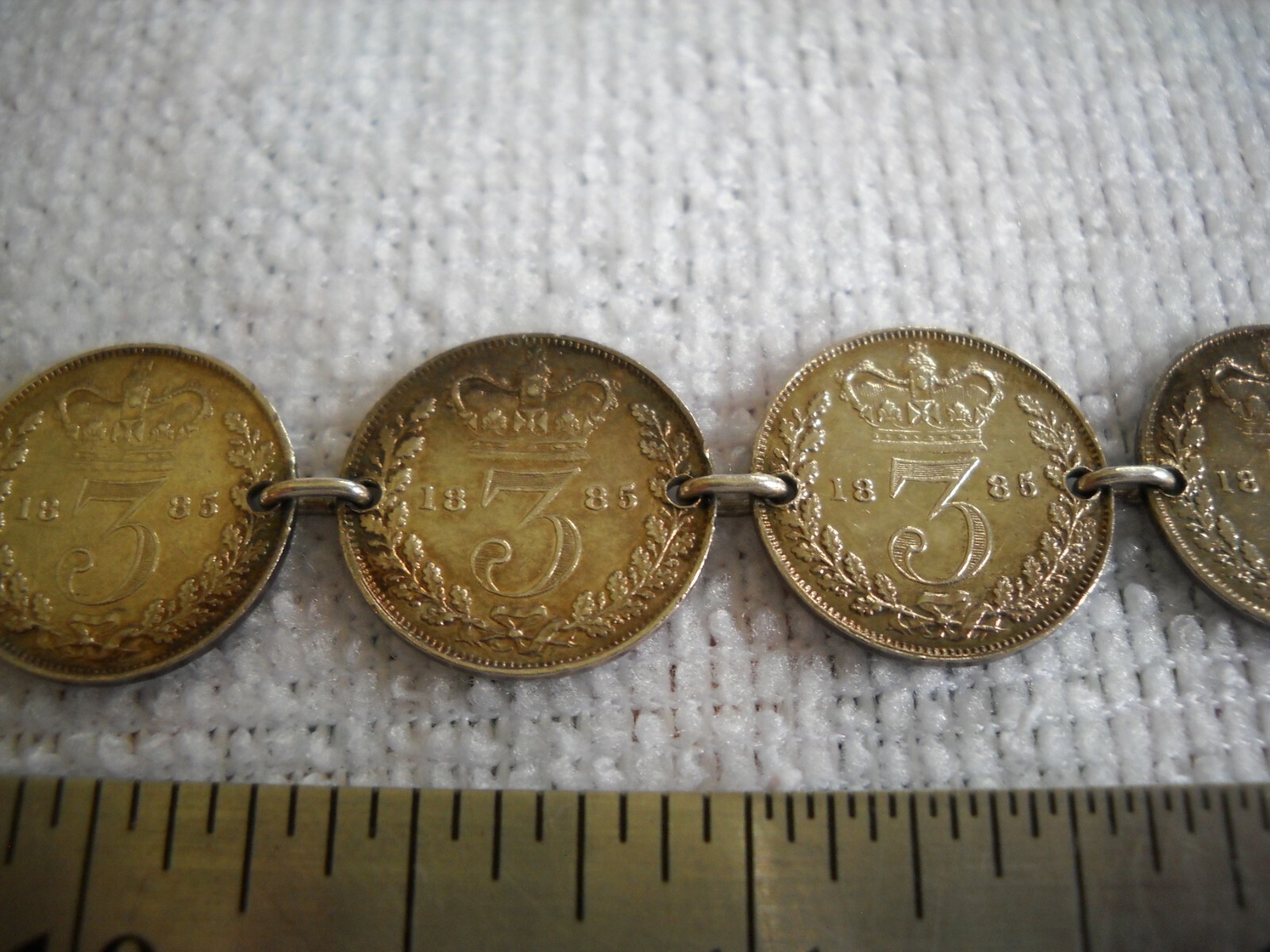 Great Britain Silver 3 Pence Coin Choker 22 coins 15 inch ONE OF A KIND 1880’S