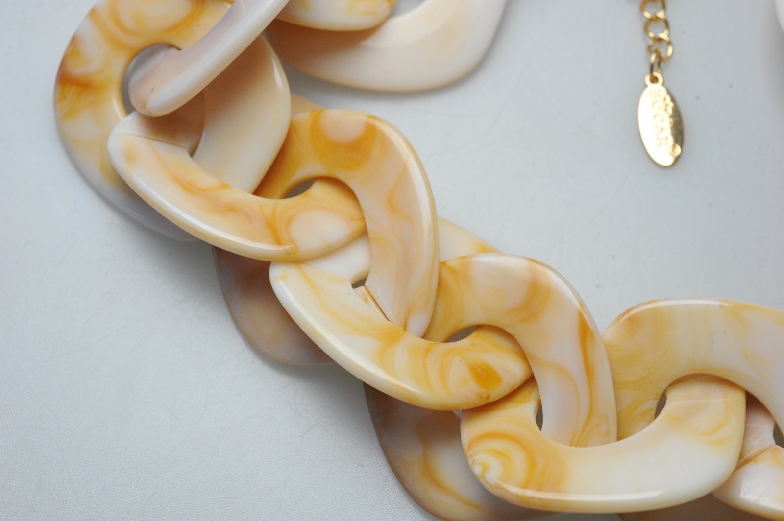 Necklace chunky swirl signed Bocar ivory cream tan statement collar H