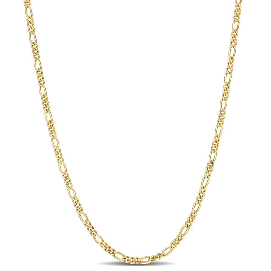 AMOUR 2.2mm Figaro Chain Necklace In Yellow Plated Sterling Silver, 24 In