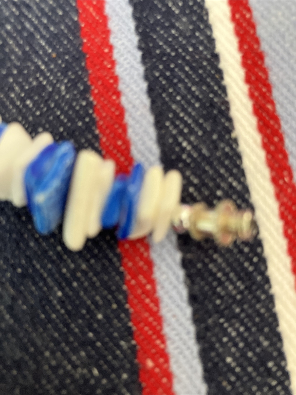 Adult Unisex Blue & White Puka Bead Necklace From Hawaii