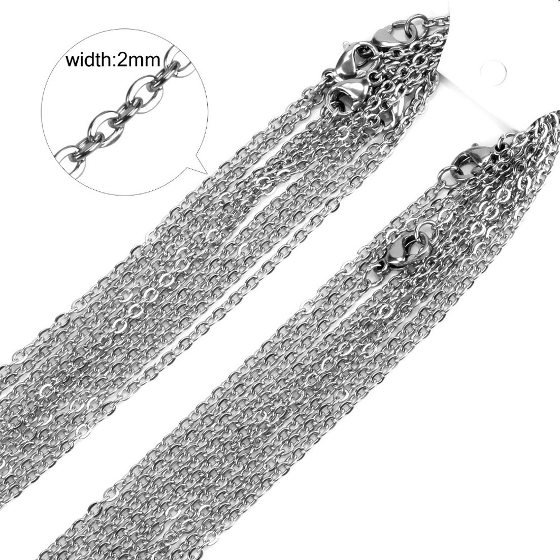 5-100pcs Wholesale Stainless Steel Silver Oval Cross Chain Necklace 16in-40in
