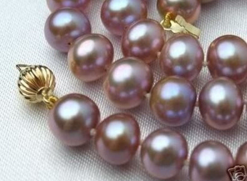 Natural 7-8mm Purple Freshwater Cultured Pearl Beads Necklace18″