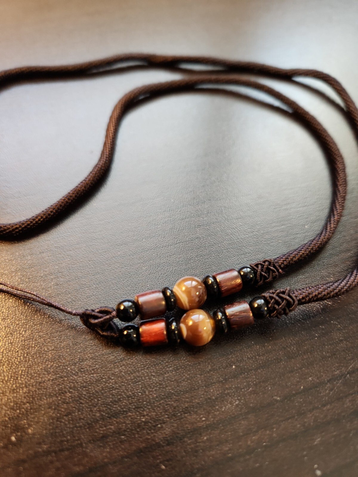 Braided String Rope Cord Necklace & Cornelian Stone DIY white Crystal Pendant