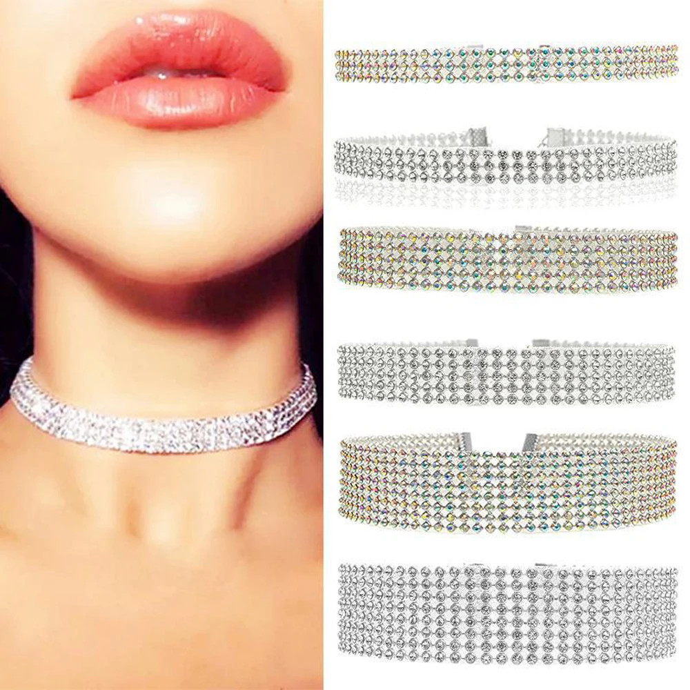 Punk Hip Hop Rhinestone Choker Necklace Women’s Style Collar Jewelry Gift