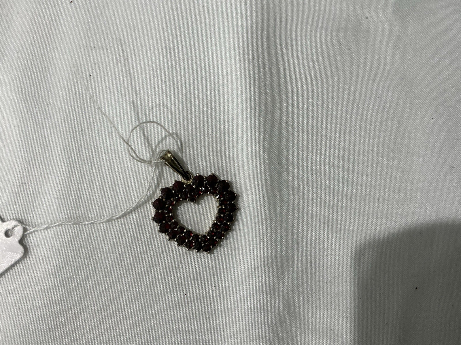 Stering Silver with Red Garnet Heart Charm Pendant