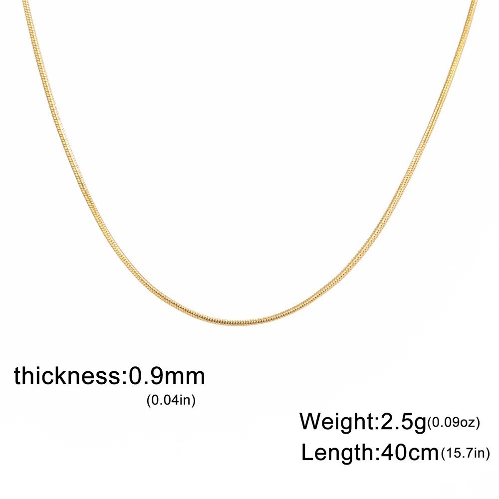 Stainless Steel Snake Chain Necklace 0.9-1.5mm Choker Link Men Women Gift