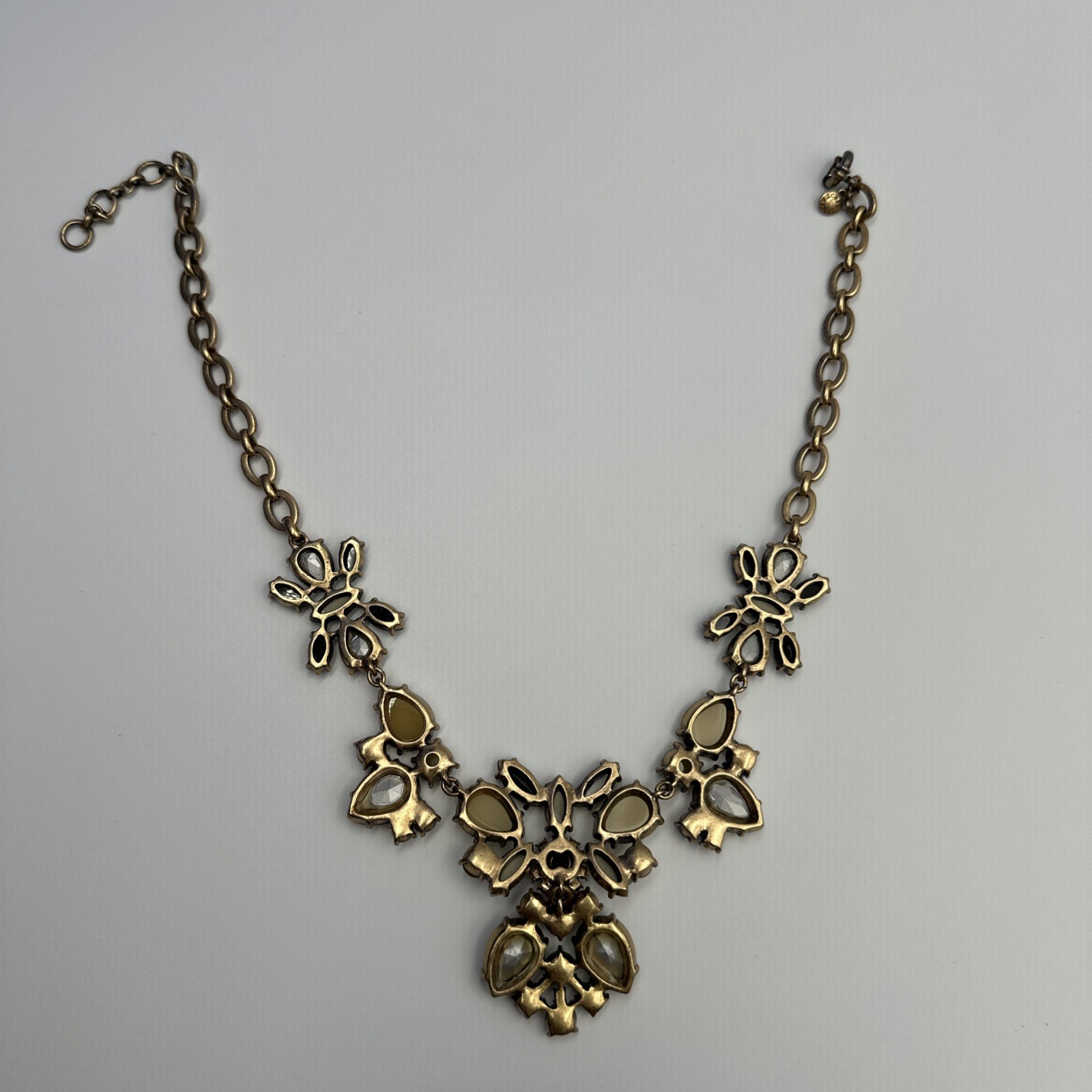 J.Crew Clear, Black, Yellow, And Gray Rhinestone Statement Women’s Necklace 19”