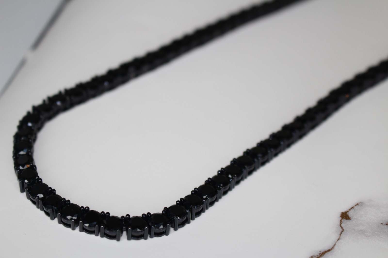 5mm ONYX BLACK Diamond 60ctw Lab Sim VVS1 Tennis Chain Necklace PVD 50g+ HEAVY