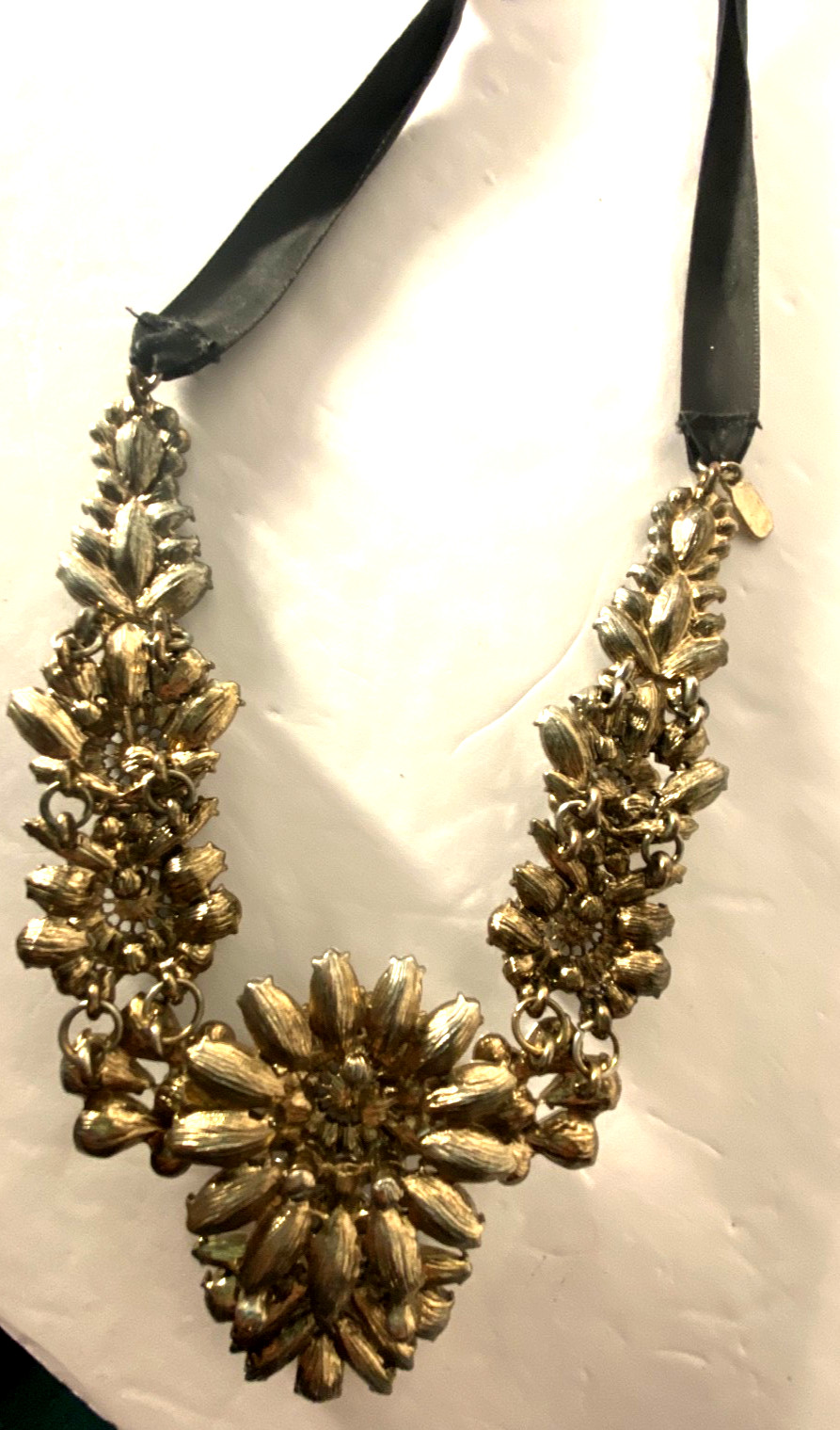 Rhinestone Pave Chunk Statement Snow Star Necklace Ribbon Tie for any legnth