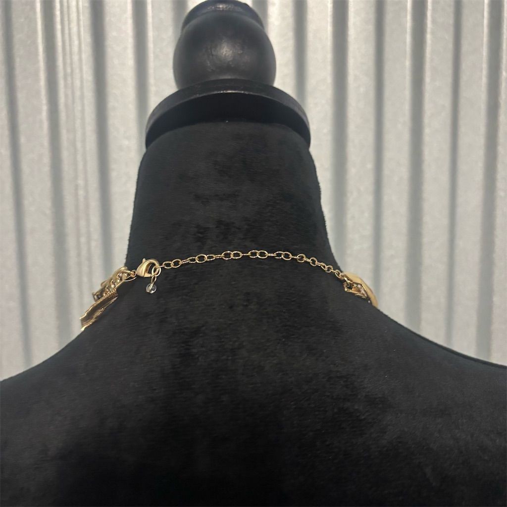 Gold Tone Necklace Layered Flat Herringbone Cuban Link Figaro Chains Women’s