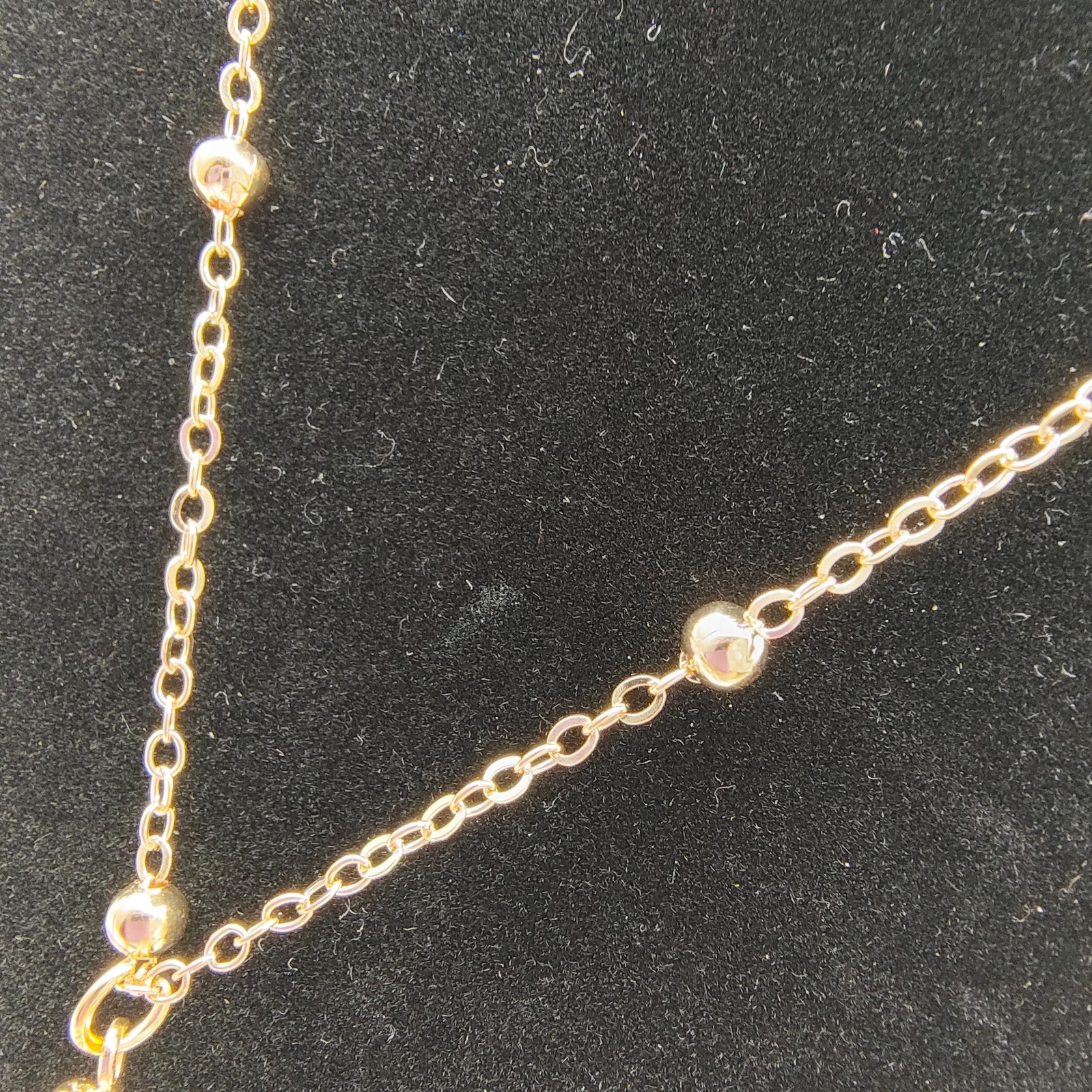Natural Shell Pendant Necklace 18-20″ Iridescent Gold Tone Satellite Chain Beach