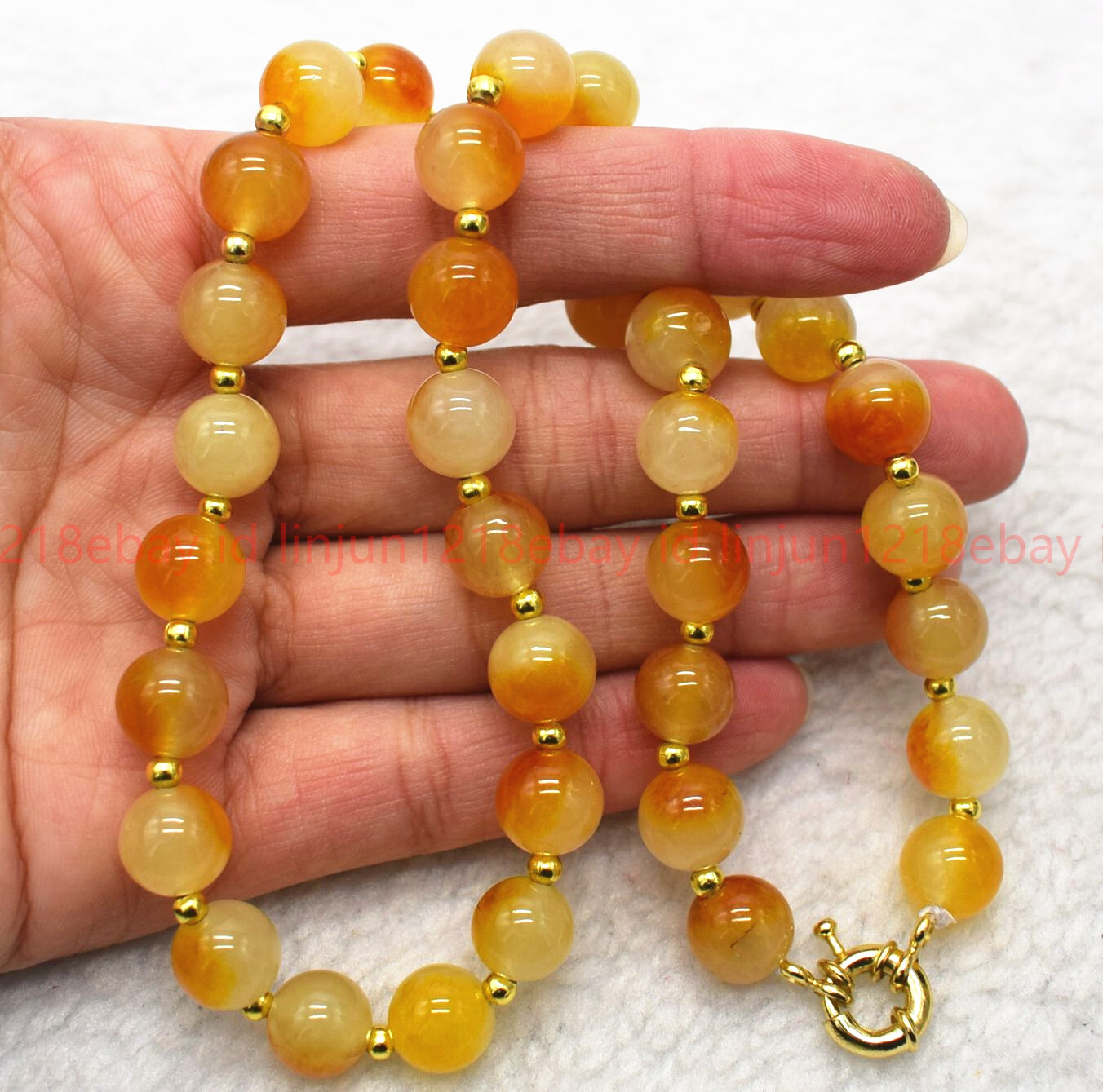 Natural 10mm Yellow Multicolor Jade gems Round Beads Necklace Bracelet 18/7.5in