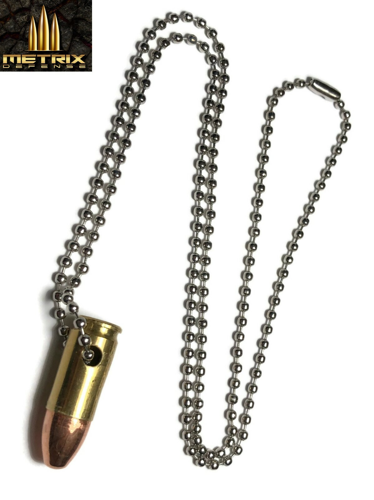 9mm necklace bullet Luger necklace snap cap bullet bead chain pendant dog tag
