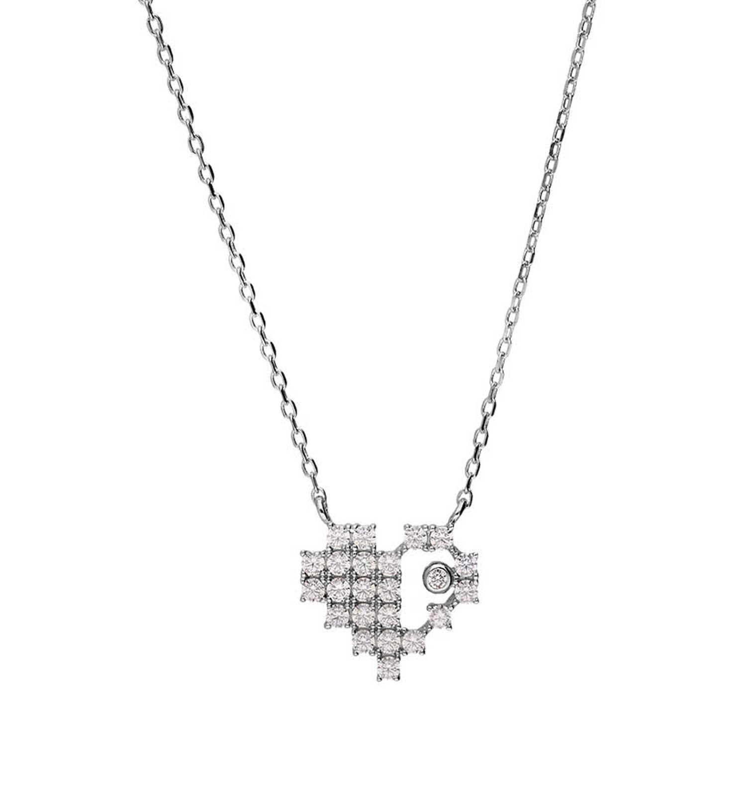 14K Gold 0.24 Ct. Lab-Created Diamond Unique Heart Design Charm Pendant Necklace