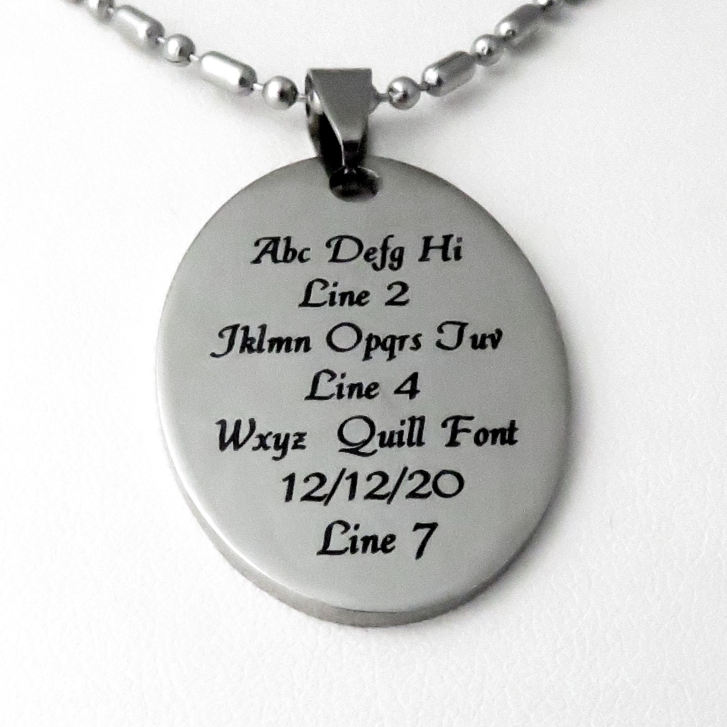 Custom Oval Necklace – STAINLESS STEEL – Personalized – Choose Font – Engraved