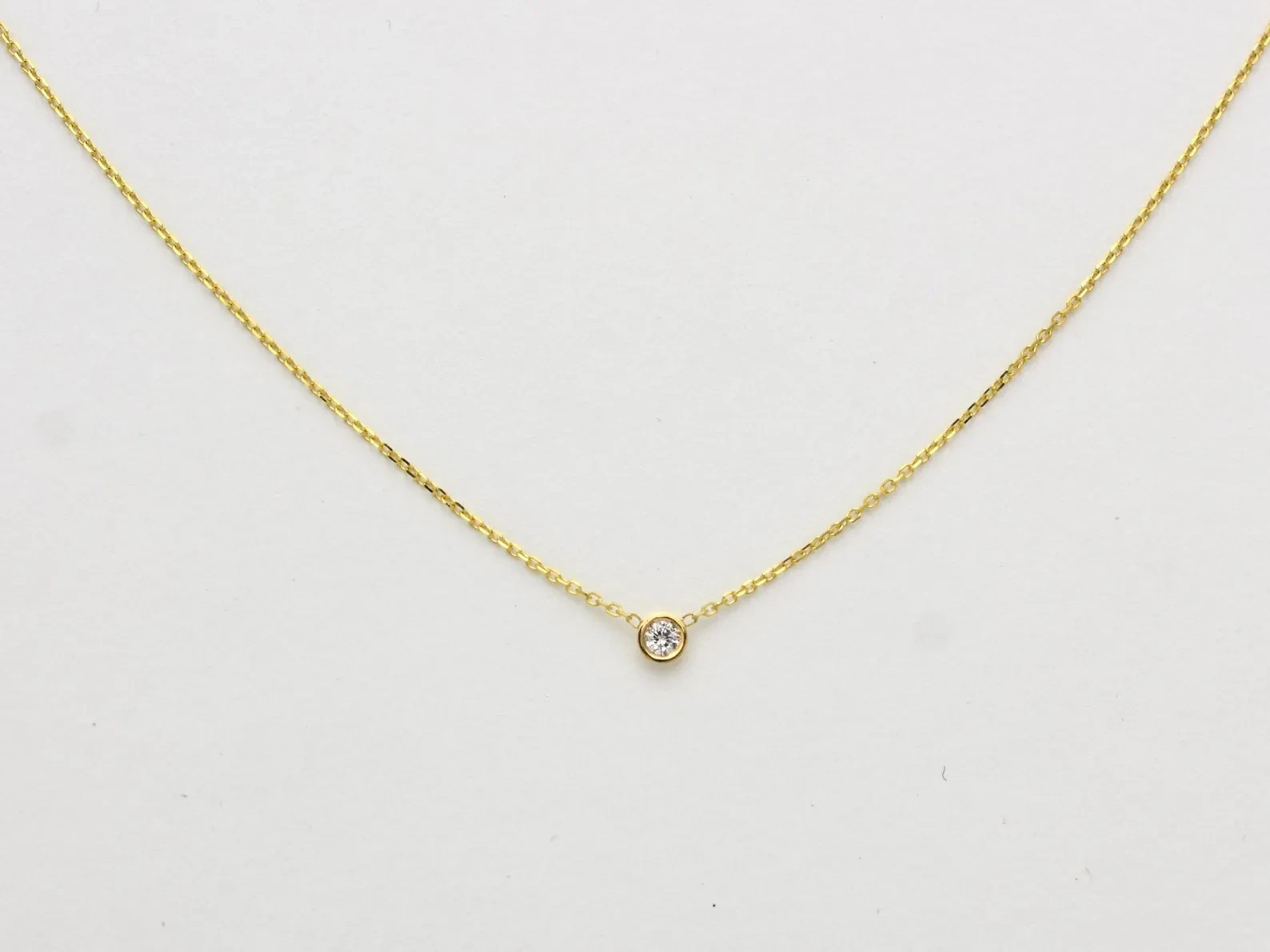 Lab Grown Diamond 0.50 Ct Round EF VS Solitaire Bezel Necklace 14K Yellow Gold