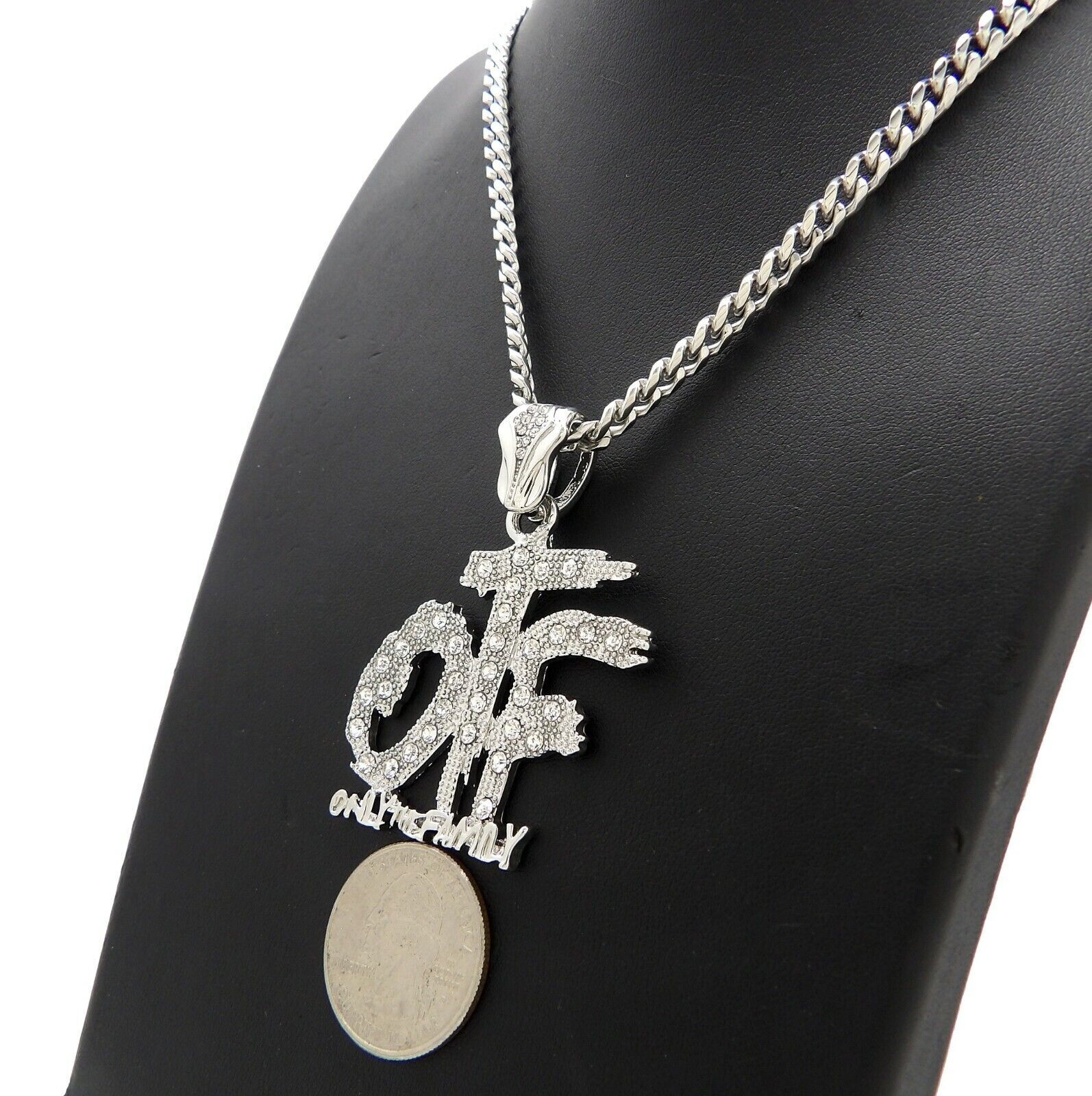 Only the Family OTF Pendant 7mm 18″ ~ 30″ Cuban Chain Stainless Steel Necklace