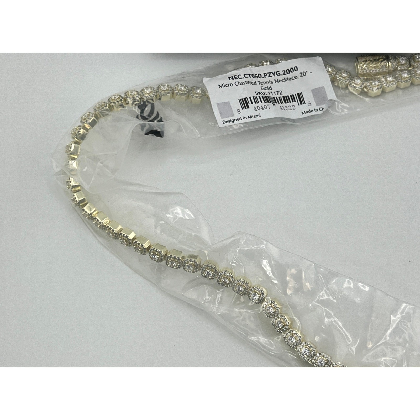 GLD Women’s Micro Clustered Tennis Necklace 20″ Yellow Gold Finish