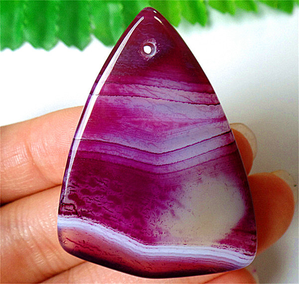 47x35x7mm Rose&White Stripes Onyx Agate Shield Healing Pendant Bead DY4989