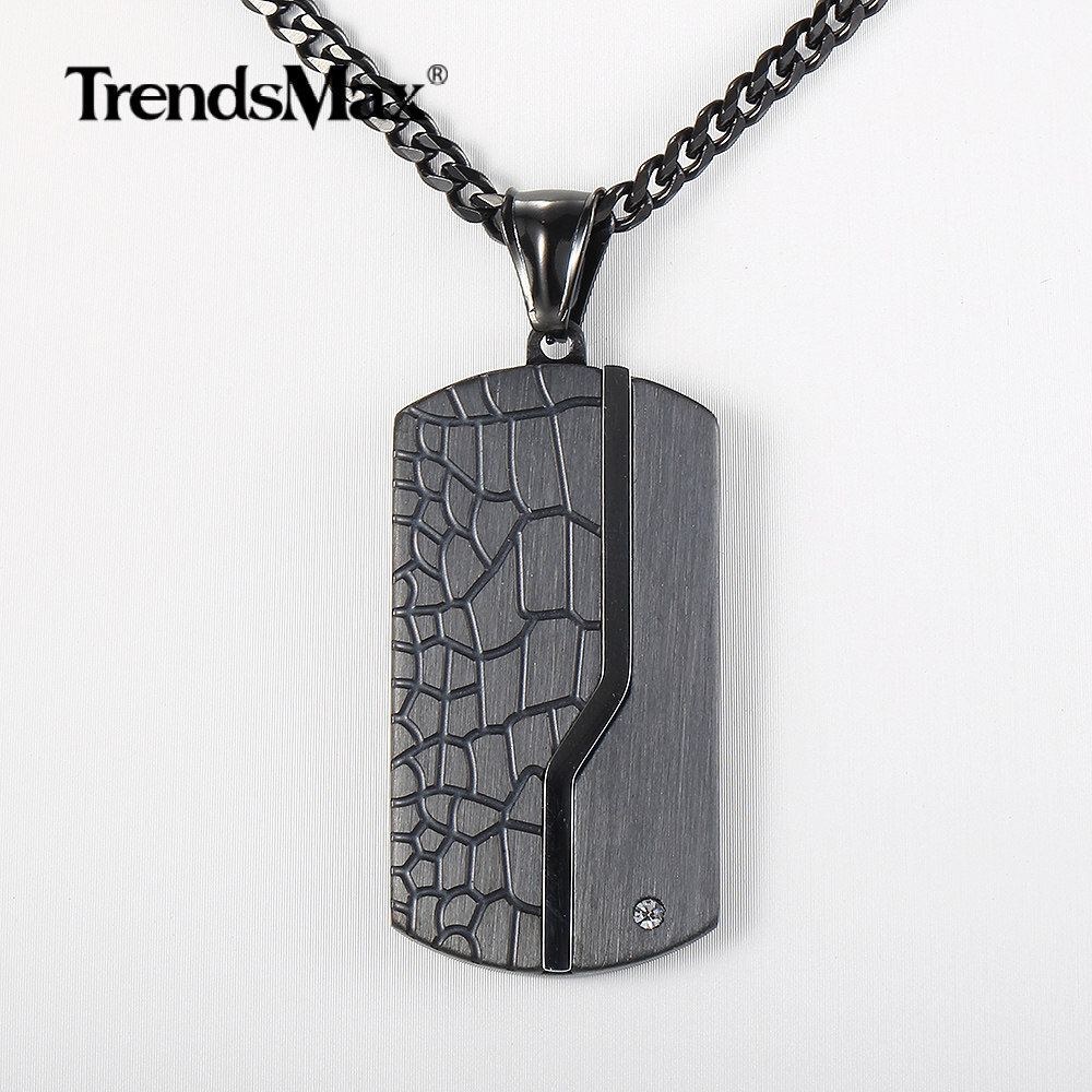 Black Stainless Steel Dog Tag Pendant Necklace Men’s Chain Gift 18/20/22/24 inch
