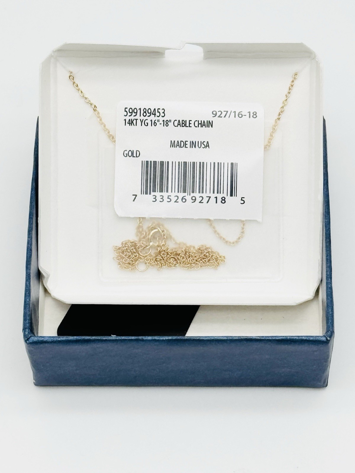 NEW 14k Solid Yellow Gold Sparkle Chain Necklace 1mm Adjustable 16- 18″ USA G1