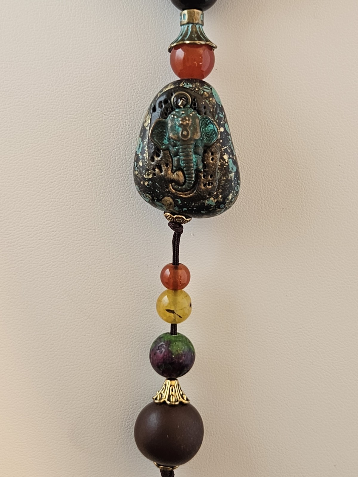 Nepal Buddhist Mala Wood Beaded Necklace 34 Inches