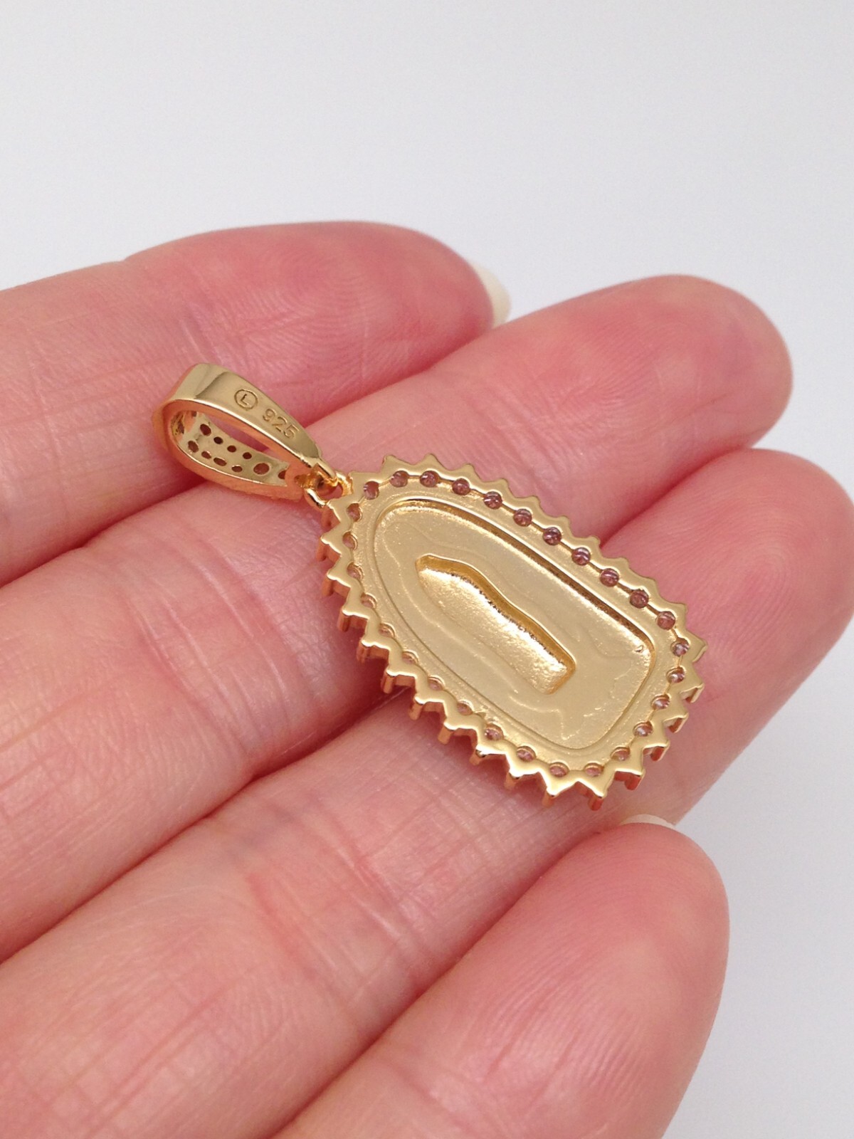 925 Sterling Silver Gold Guadalupe Pendant CZ Women Girls 20mm(0.79″)/32mm1.26″